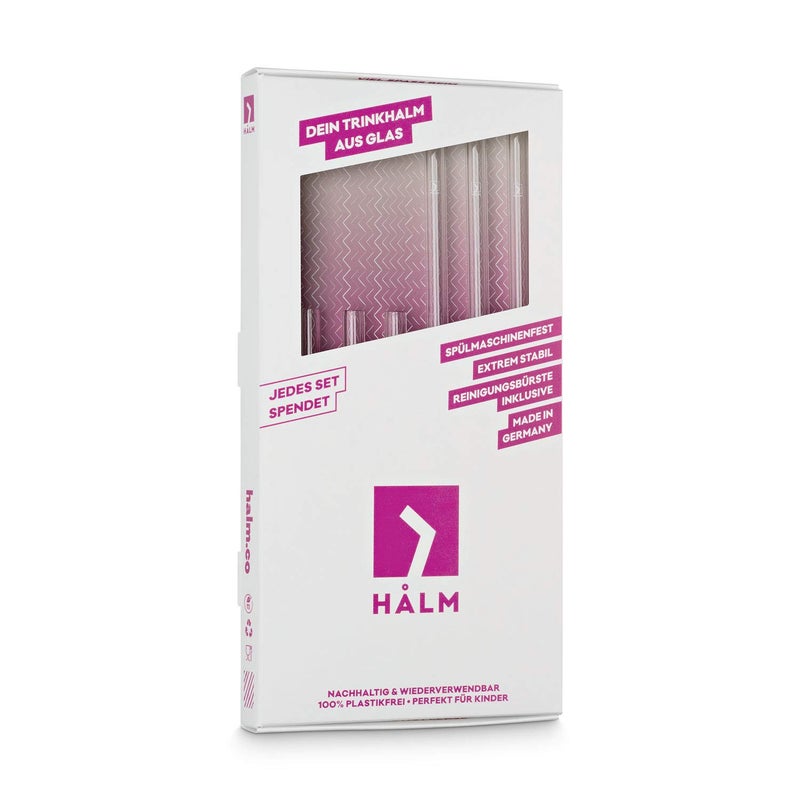 HÃ–LM HALM Glass Straws - Variety Pack: 6 Reusable Drinking Straws in 2 Sizes + Plastic-Free Cleaning Brush - Made in Germany - Dishwasher Safe - Eco-Friendly - Perfect for Smoothies, Cocktails - Image 3
